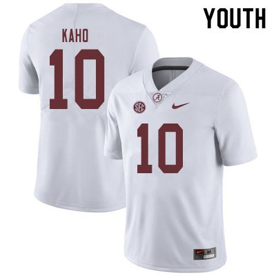 NCAA Youth Alabama Crimson Tide #10 Ale Kaho Stitched College 2019 Nike Authentic White Football Jersey OJ17P00PJ